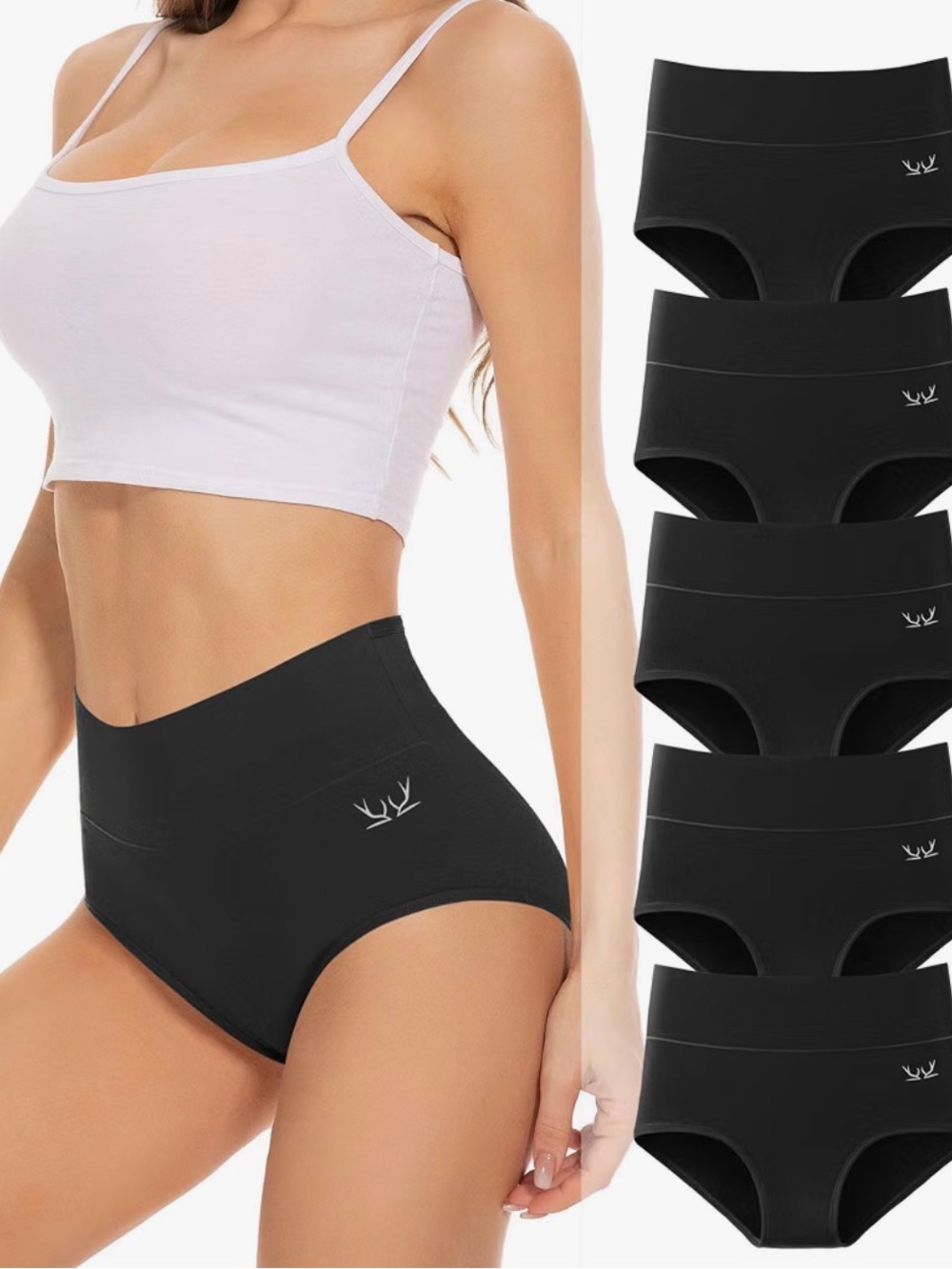 Women's High-Waist Black Shaping Shorts - 5-Pack (Brand: )